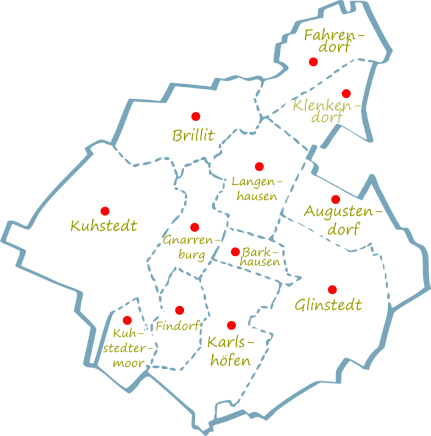Gemeindeumriss mit den Ortschaften © Einheitsgemeinde Gnarrenburg